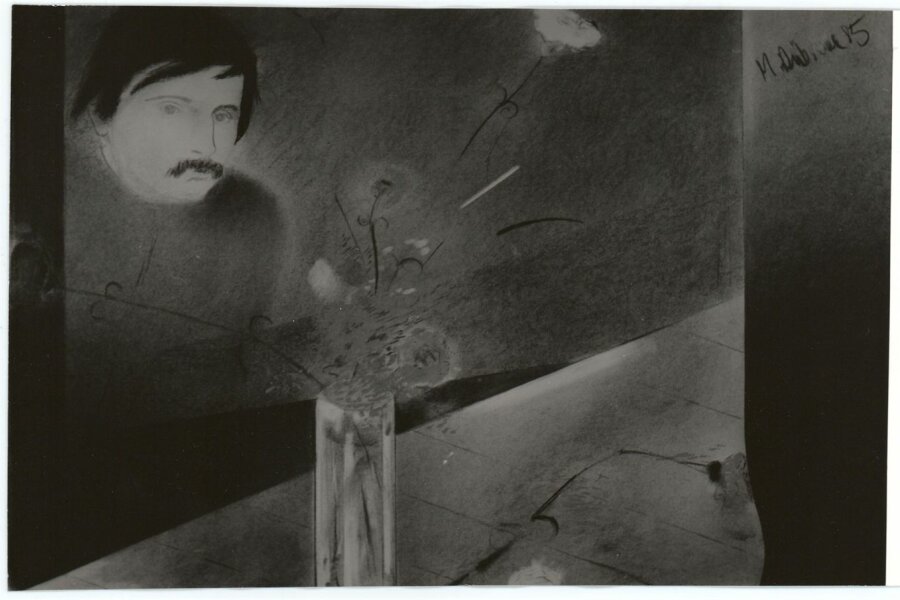 Marcel Dúbravec, Karafiáty, cyklus Kvety, 1984, uhel a pastel